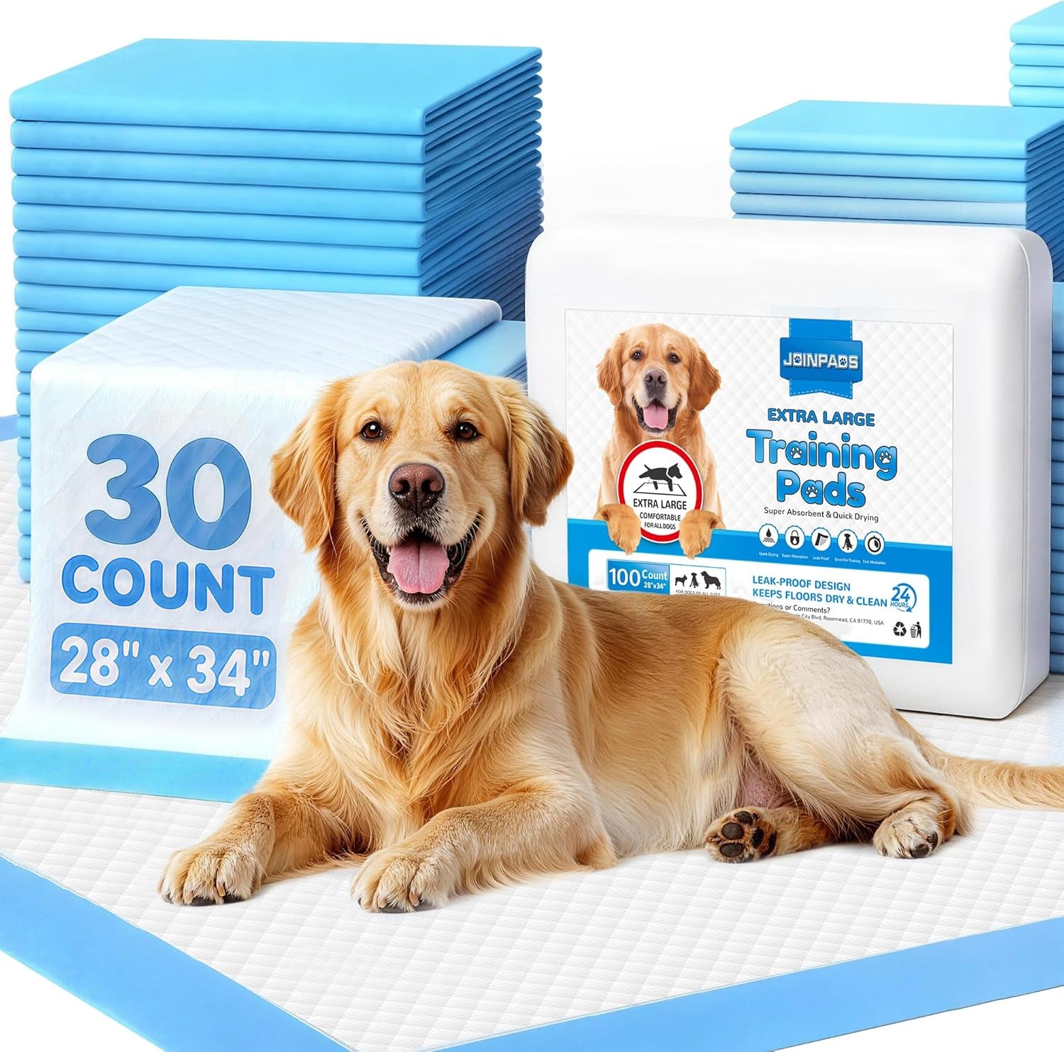 Dog Pee Pad, Puppy Potty Training Pet Pads Dog Pads Extra Large Disposable Super Absorbent & Leak-Free Pee Pads 28"X34"