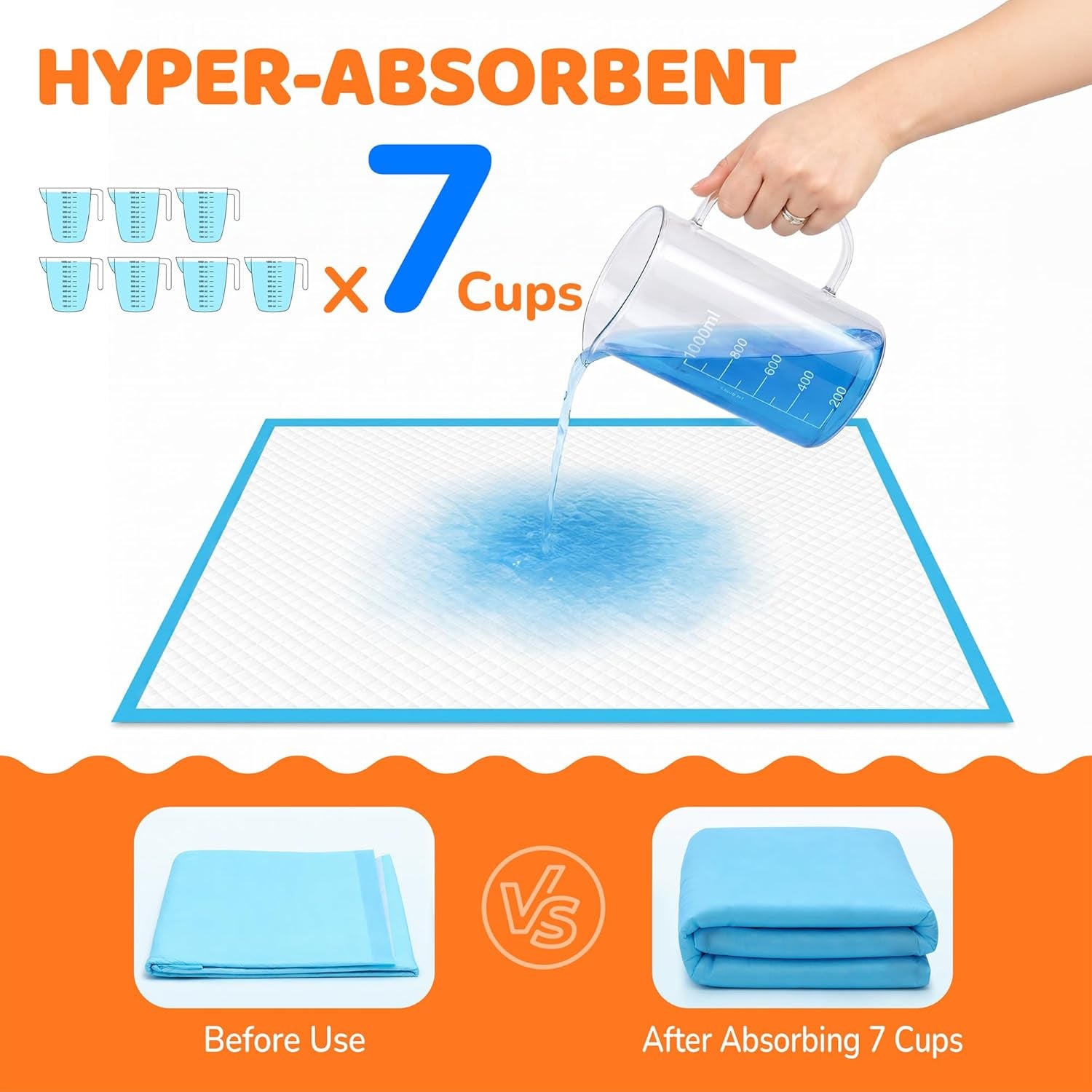 Dog Pee Pad, Puppy Potty Training Pet Pads Dog Pads Extra Large Disposable Super Absorbent & Leak-Free Pee Pads 28"X34"
