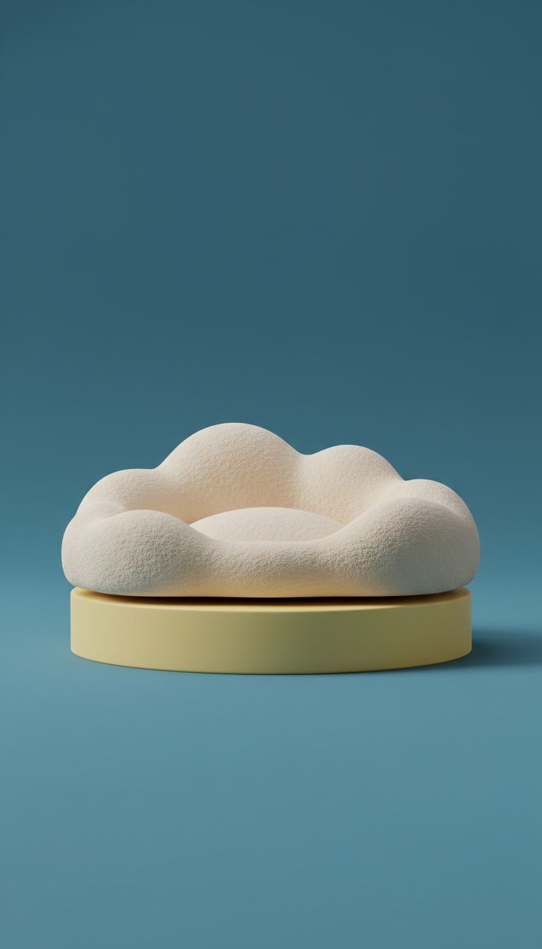 Cloud Cream Ergonomic Pet Bed