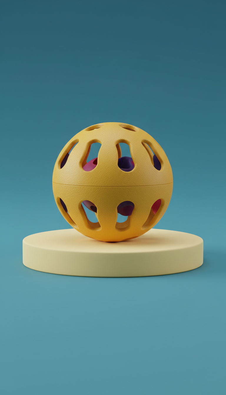 Treat-Dispensing Ball with Sunbeam Texture